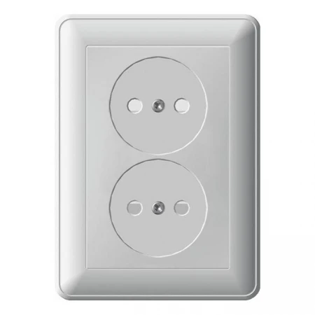 Розетка двойная 2К Systeme Electric W59 16A 250V со шторками слоновая кость RS16-254-28