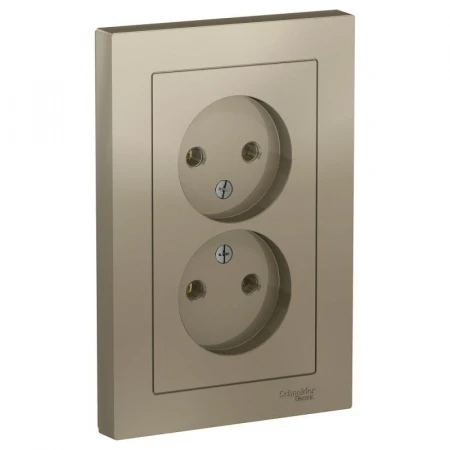 Розетка двойная 2К Systeme Electric AtlasDesign 16A 250V шампань ATN000520
