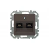 Розетка 2хRJ45 Liregus Retro коричневый омбре 29-036