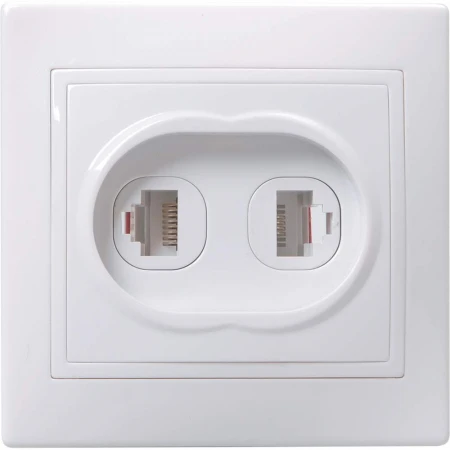 KVARTA Розетка 2-местная RJ11+RJ45 кат.5е РК/Т12-КБ белый IEK EIK10-K01-DM