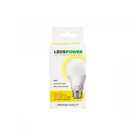 Светодиодная лампа LEDS POWER A60 E27 9Вт 3000К 006581